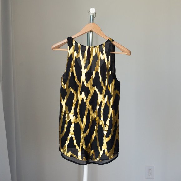 Black & Gold sleeveless blouse / tank Small - Picture 9 of 9